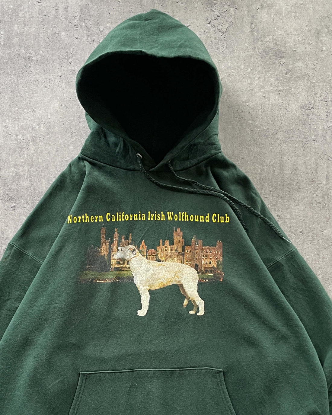 Vintage 1990s Hanes Hoodie from Northern California Irish Wolfhound Club in dark green